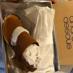 Two Strap Chestnut Suede Sandals